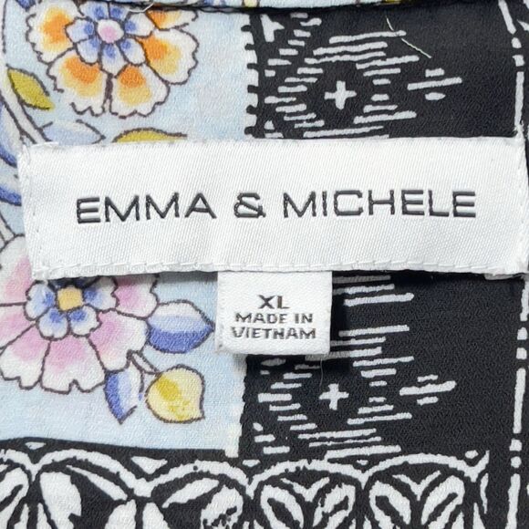 Emma & Michele V-Neck Shift Babydoll Dress Womens Sz XL Scarf Print Long Sleeve - Picture 6 of 11